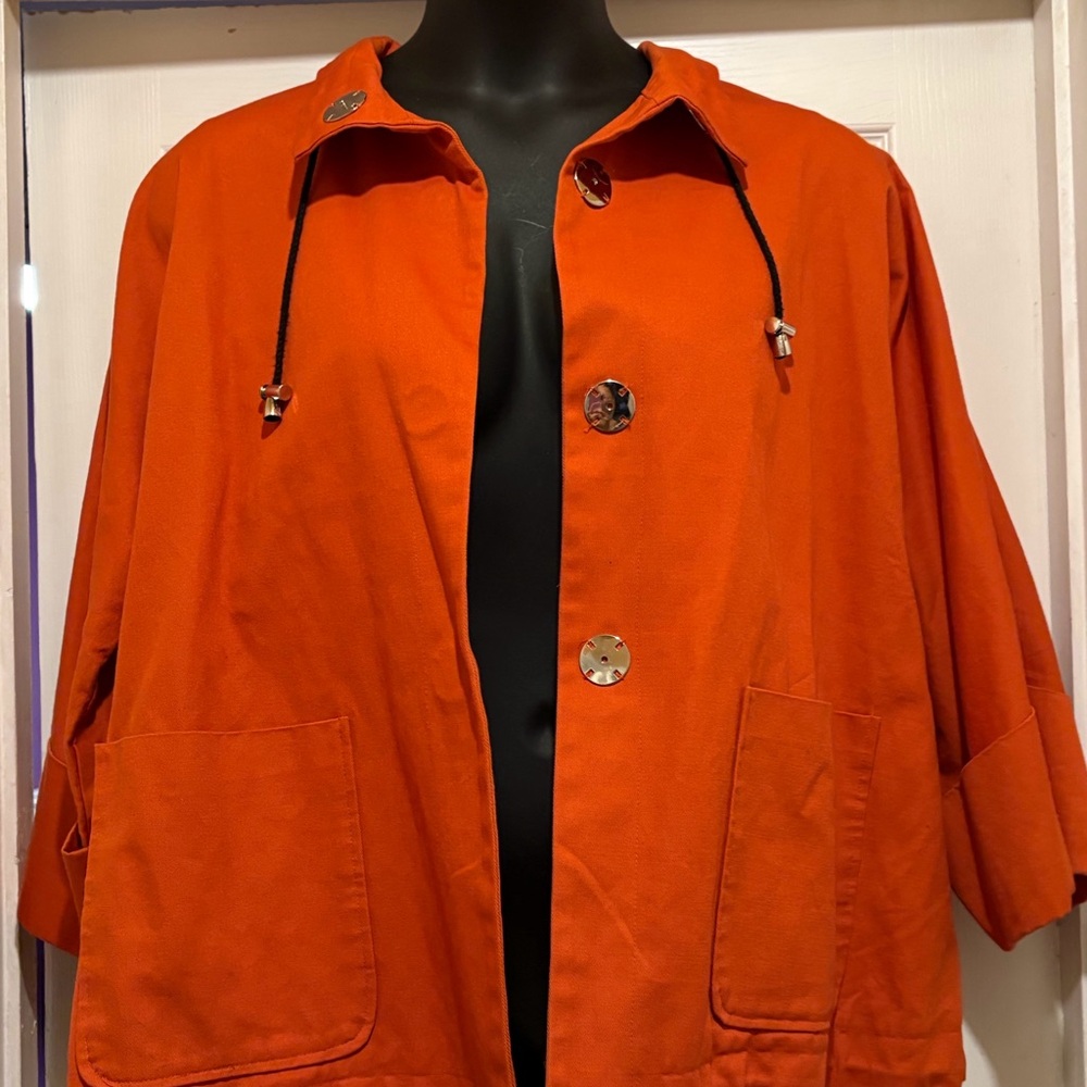 MarlaWynne Orange Button-Front Trench Coat